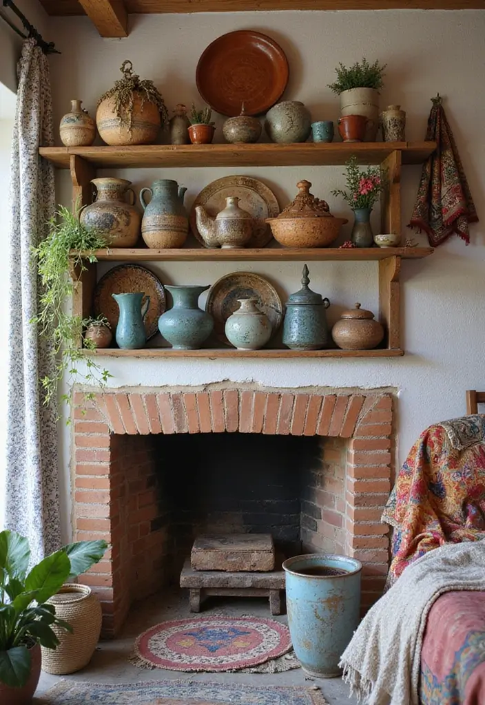 28 Hippy Living Room Ideas That Feel Eclectic and Carefree - 16. Personal Touches with Travel Finds