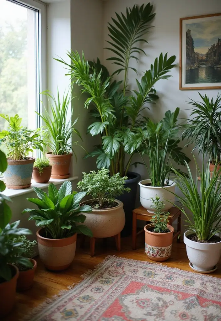 28 Hippy Living Room Ideas That Feel Eclectic and Carefree - 5. Houseplants Galore