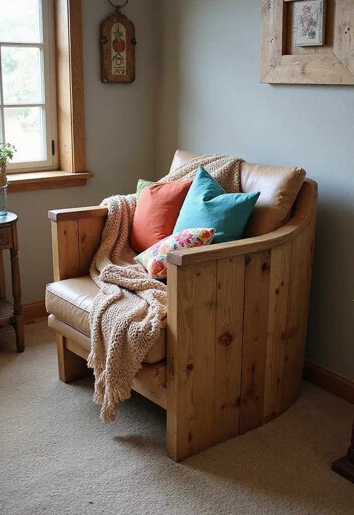 28 Living Room Accent Chairs Ideas That Add Style and Comfort - 1. Reclaimed Wood Armchair