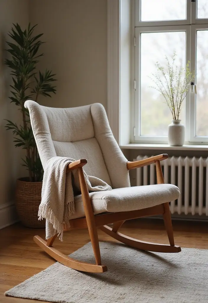 28 Living Room Accent Chairs Ideas That Add Style and Comfort - 14. Modern Rocking Chair