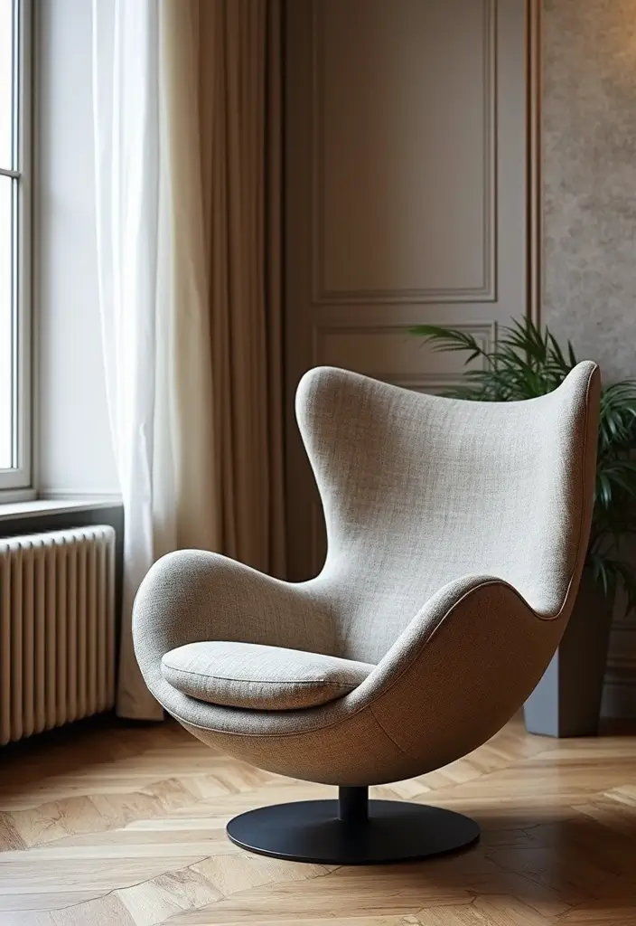 28 Living Room Accent Chairs Ideas That Add Style and Comfort - 16. Sleek Barrel Chair