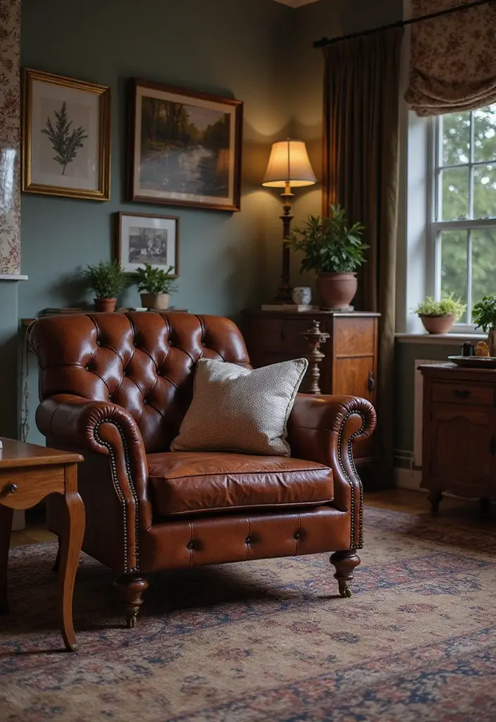 28 Living Room Accent Chairs Ideas That Add Style and Comfort - 17. Timeless Chesterfield Chair