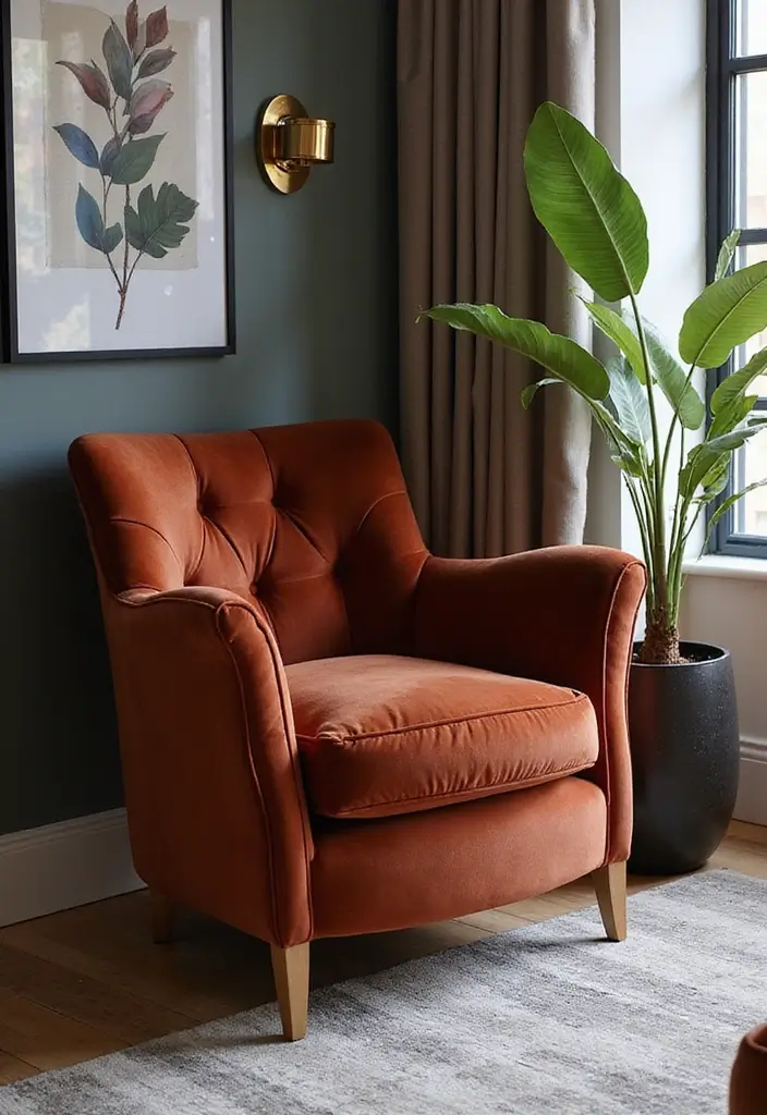 28 Living Room Accent Chairs Ideas That Add Style and Comfort - 2. Velvet Eco-Chic Lounge Chair