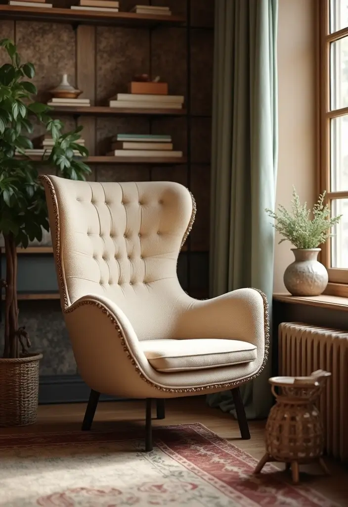 28 Living Room Accent Chairs Ideas That Add Style and Comfort - 22. Eco-Friendly High-Back Chair