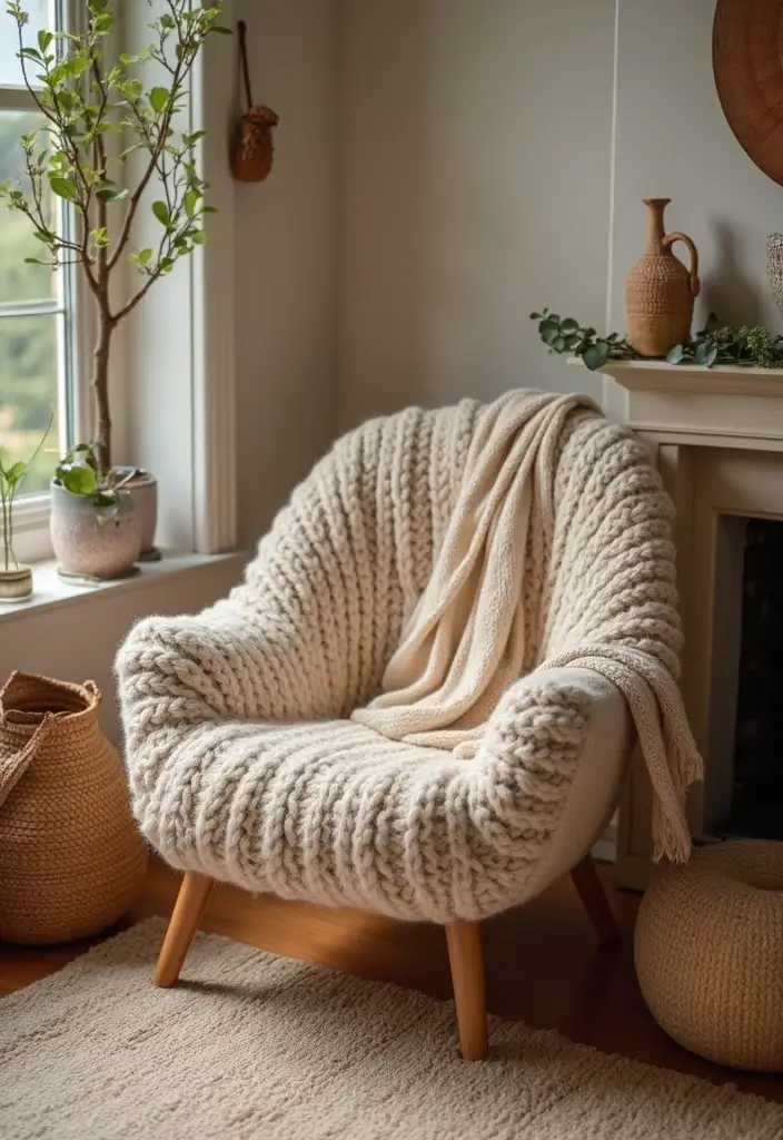 28 Living Room Accent Chairs Ideas That Add Style and Comfort - 27. Textured Knitted Chair