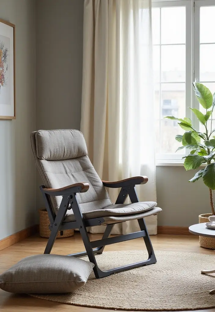 28 Living Room Accent Chairs Ideas That Add Style and Comfort - 28. Folding Lounge Chair