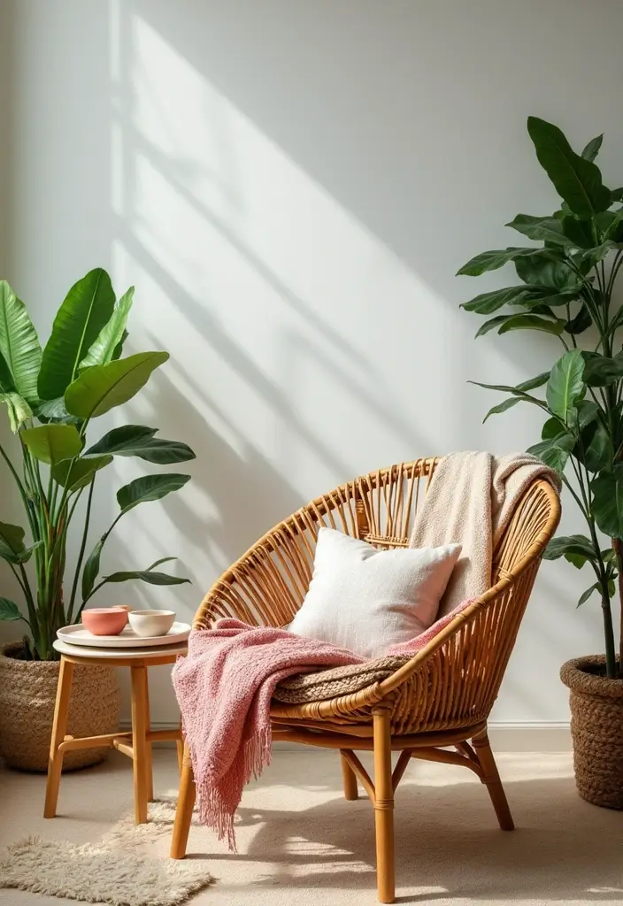 28 Living Room Accent Chairs Ideas That Add Style and Comfort - 4. Woven Rattan Chair