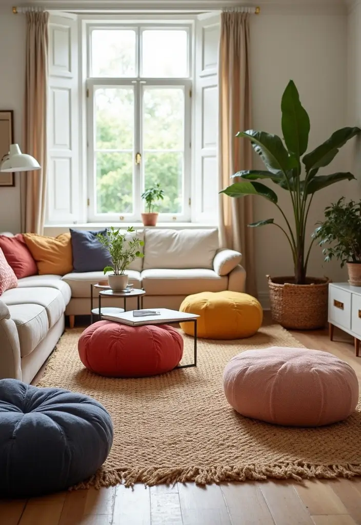 28 Living Room Accent Chairs Ideas That Add Style and Comfort - 6. Organic Cotton Pouf