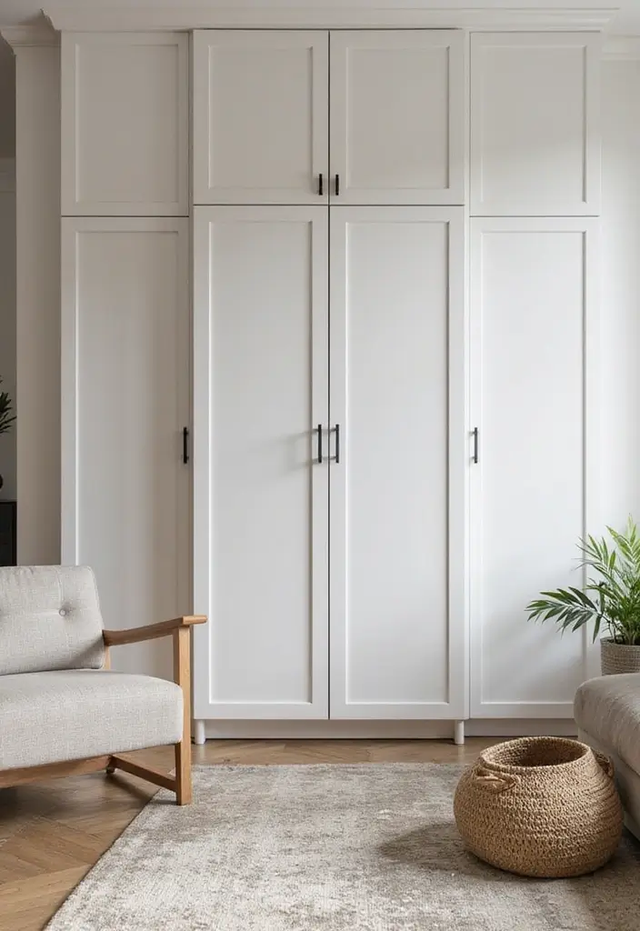 28 Living Room Mid Century Ideas That Feel Retro and Sophisticated - 20. Minimalist Storage Solutions