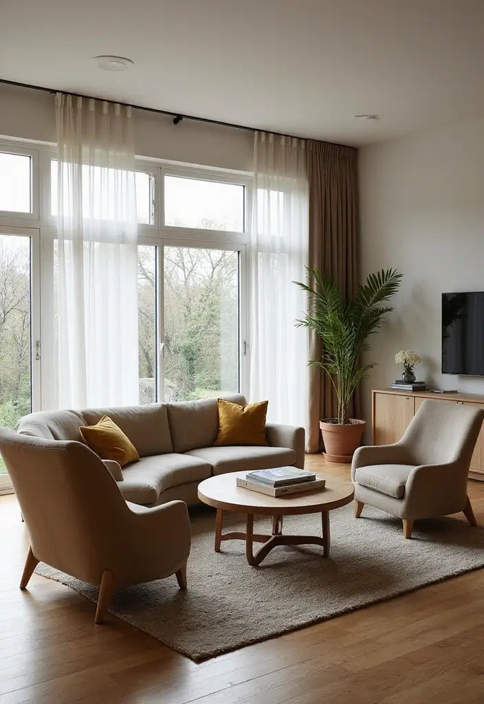 28 Living Room Mid Century Ideas That Feel Retro and Sophisticated - 22. Embracing Curves