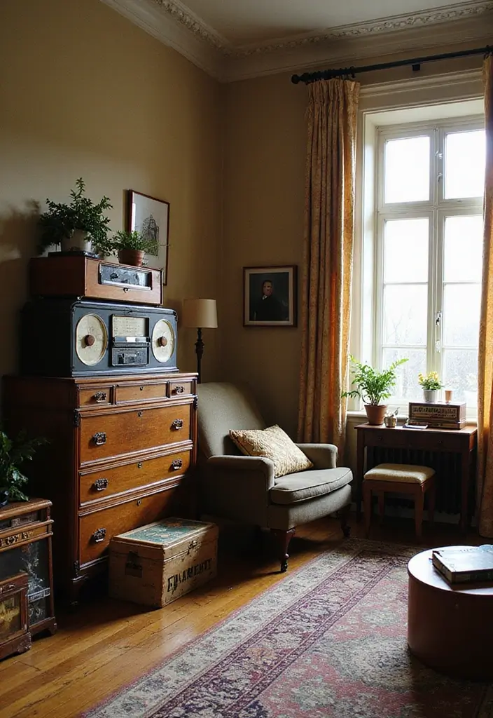 28 Living Room Mid Century Ideas That Feel Retro and Sophisticated - 27. Nostalgic Decor