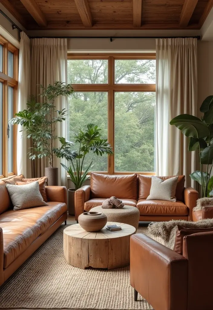 28 Living Room Mid Century Ideas That Feel Retro and Sophisticated - 3. Natural Textures