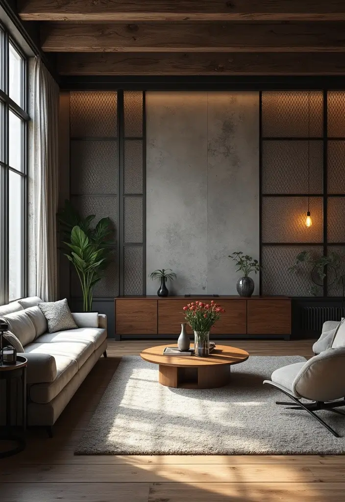 28 Living Room Partition Design Ideas That Create Open Flow - 10. Metal Grille Partitions