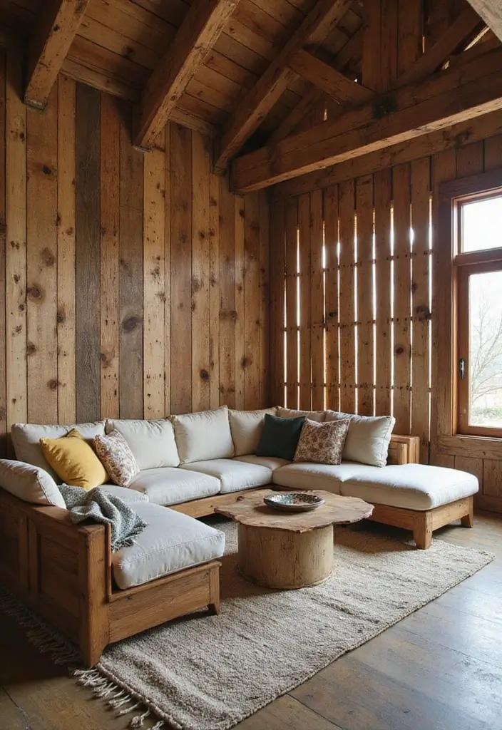 28 Living Room Partition Design Ideas That Create Open Flow - 19. DIY Pallet Walls