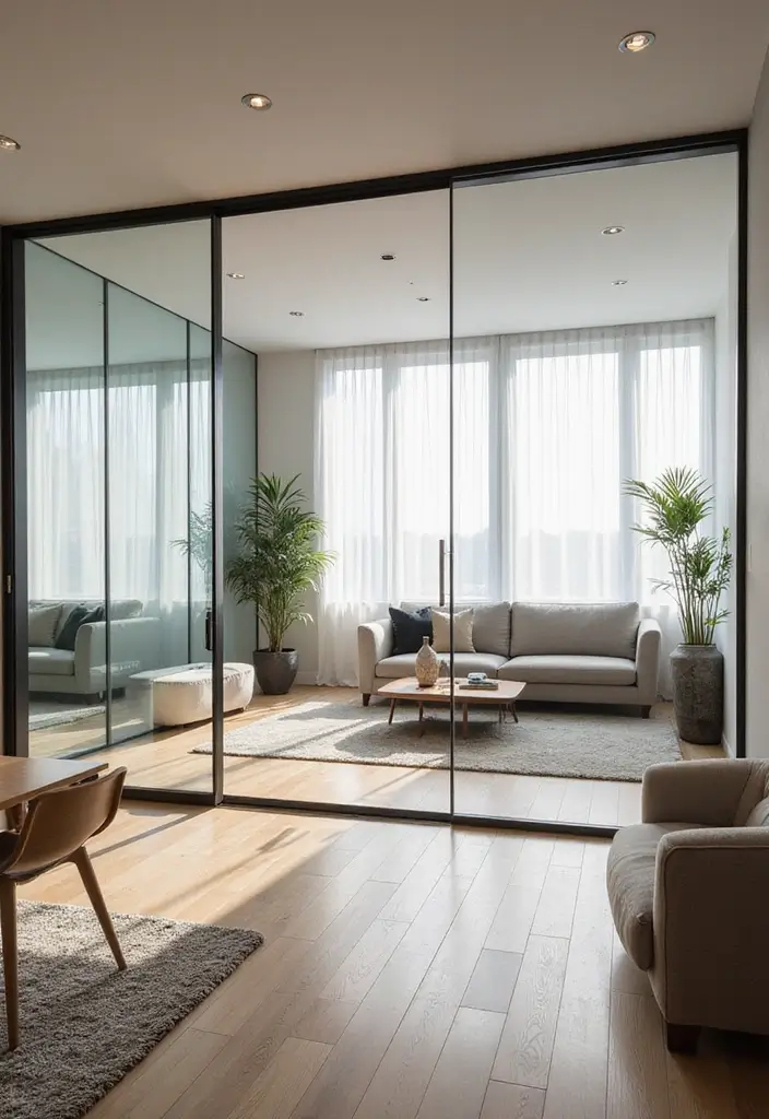 28 Living Room Partition Design Ideas That Create Open Flow - 2. Glass Partition Walls