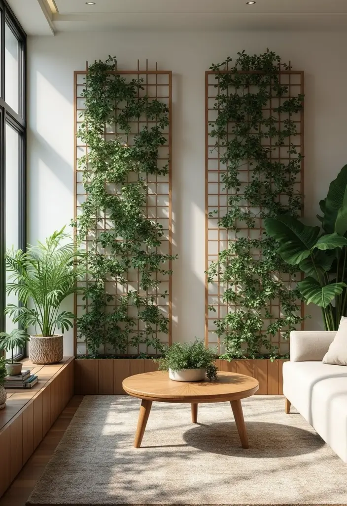 28 Living Room Partition Design Ideas That Create Open Flow - 21. Trellis Screen Dividers