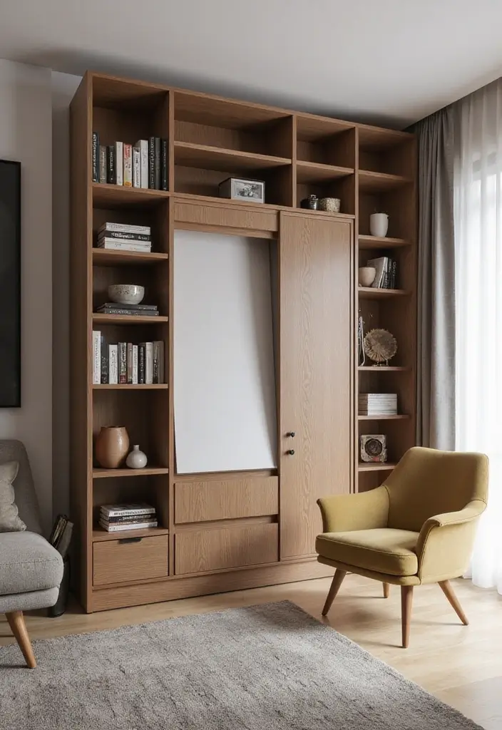 28 Living Room Partition Design Ideas That Create Open Flow - 22. Multi-functional Furniture