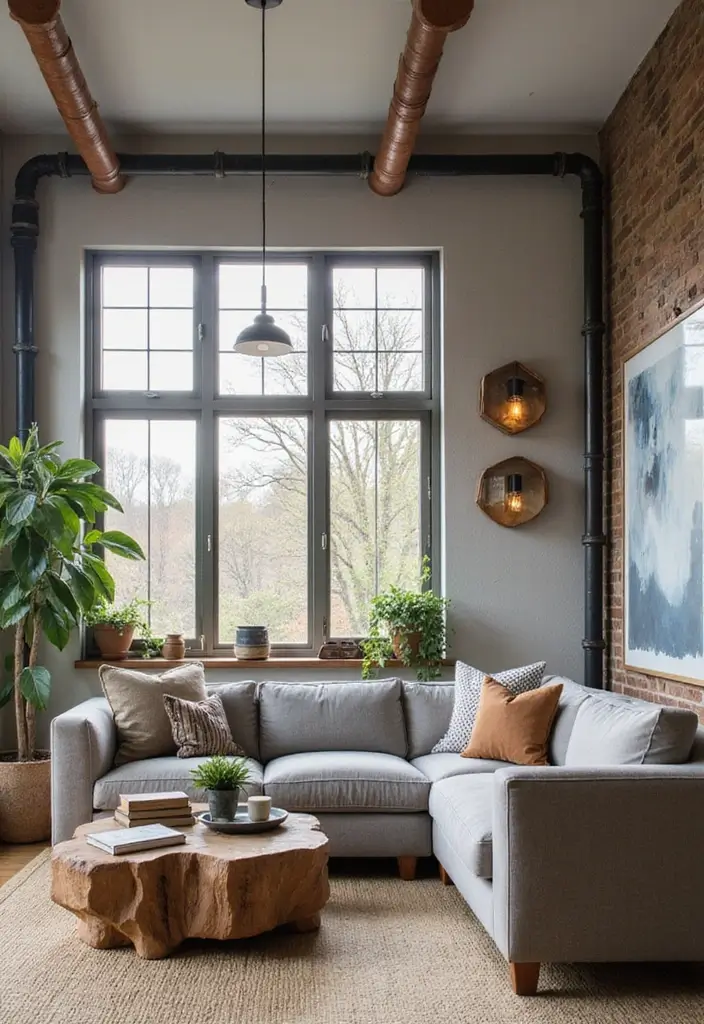 28 Living Room Partition Design Ideas That Create Open Flow - 27. Industrial Pipe Dividers