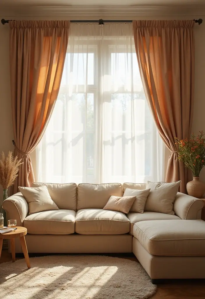 28 Living Room Partition Design Ideas That Create Open Flow - 4. Stylish Curtains