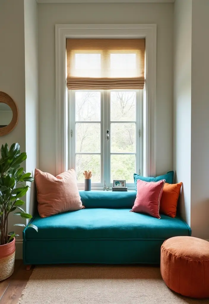 28 Living Room Window Seat Ideas That Create a Cozy Nook - 11. Color-Blocking with Window Seat