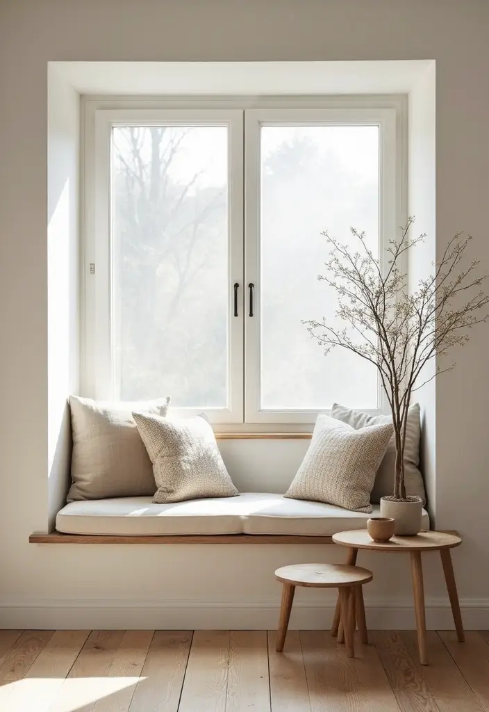 28 Living Room Window Seat Ideas That Create a Cozy Nook - 28. Minimalist Scandinavian Style
