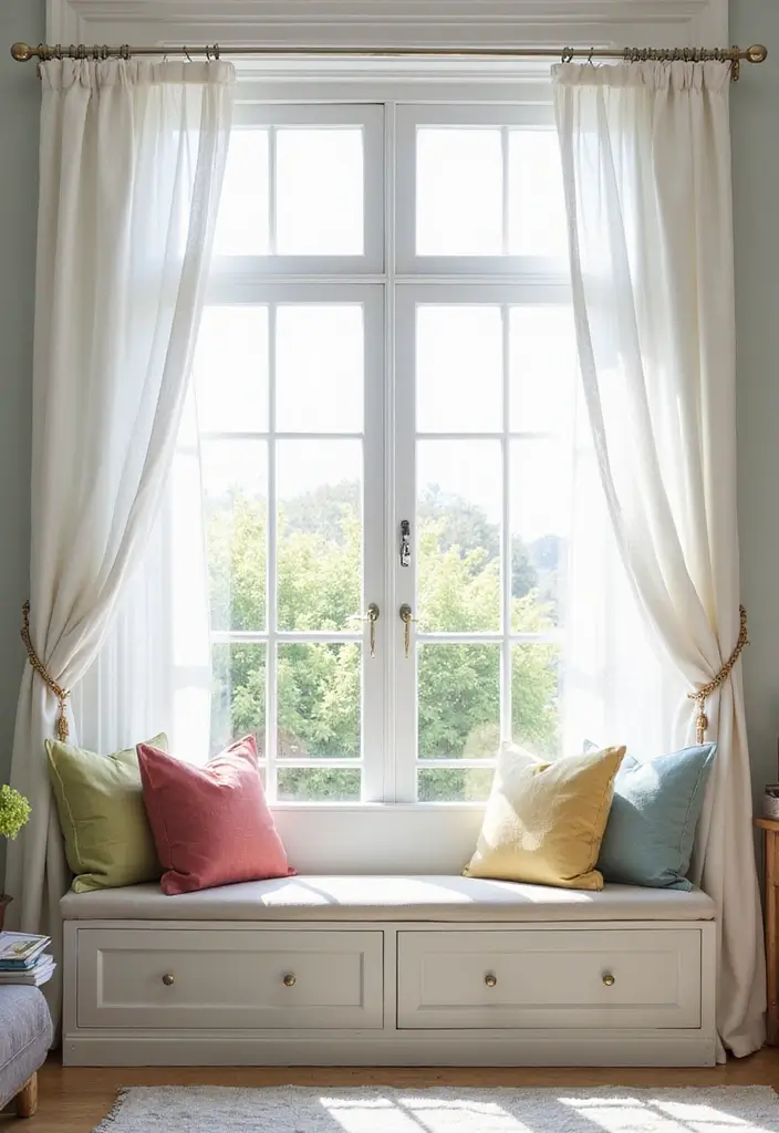 28 Living Room Window Seat Ideas That Create a Cozy Nook - 4. White and Bright for Airiness