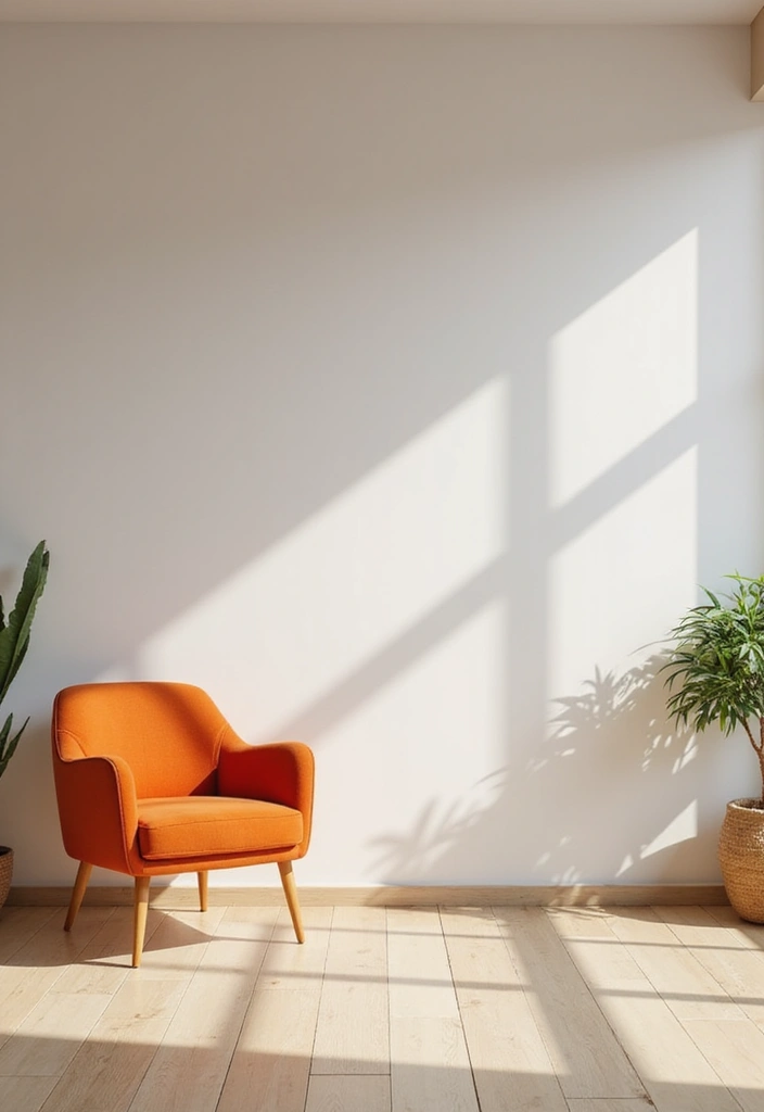 28 Orange Living Room Ideas That Feel Vibrant and Energetic - 15. Orange in Minimalist Design