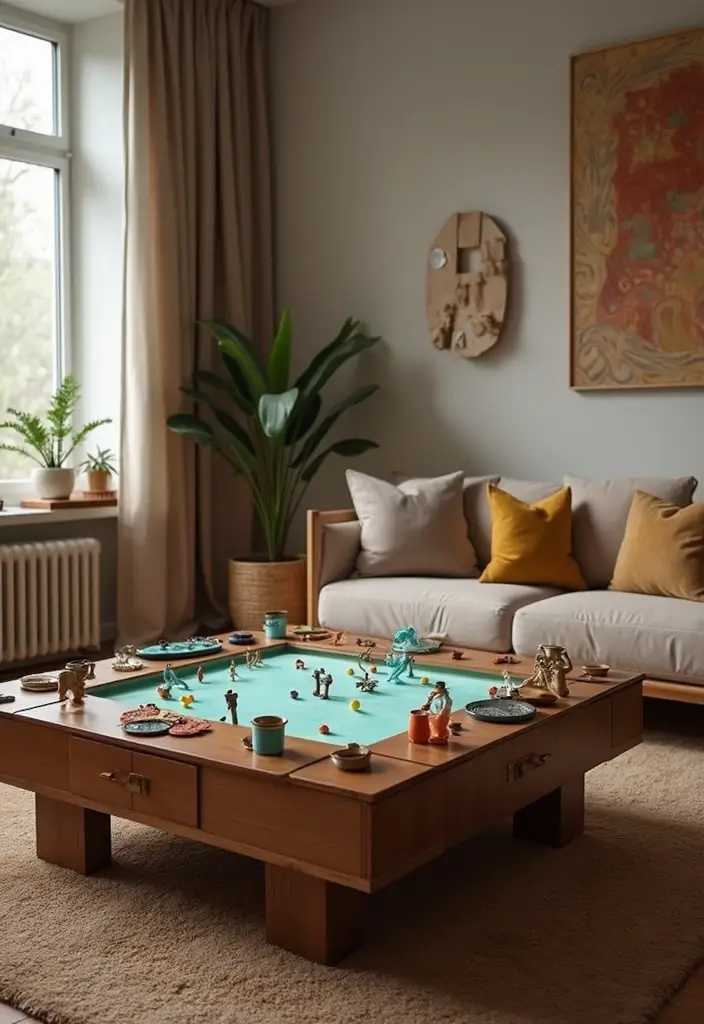 28 Quirky Living Room Ideas That Add Character and Fun - 17. Interactive Coffee Tables
