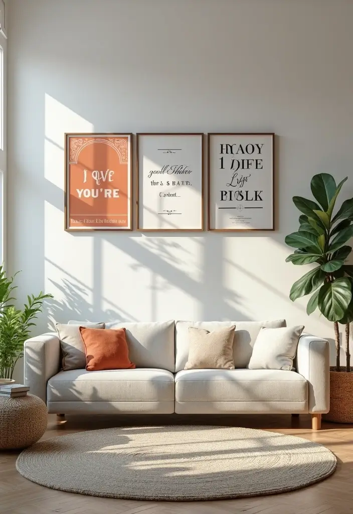 28 Quirky Living Room Ideas That Add Character and Fun - 20. Customized Signs and Banners