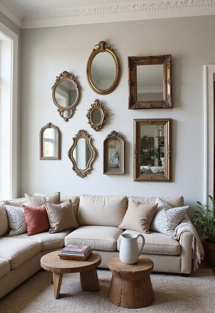 28 Quirky Living Room Ideas That Add Character and Fun - 24. Creative Use of Mirrors