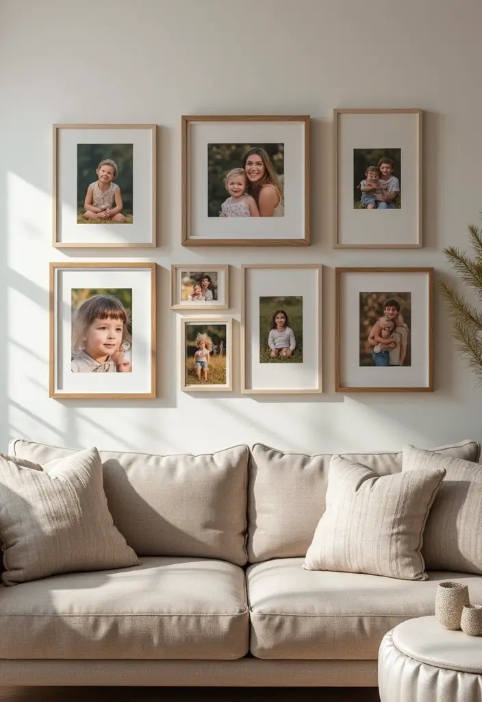 28 Quirky Living Room Ideas That Add Character and Fun - 26. Personalized Family Photo Display