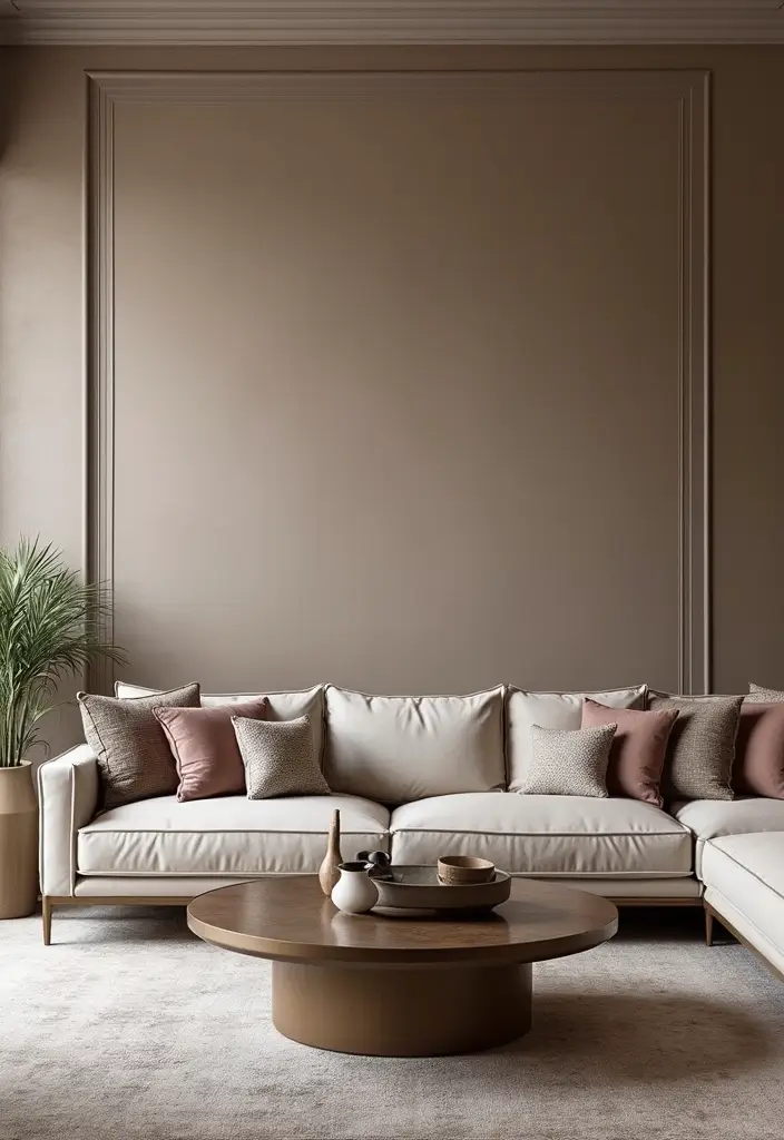 28 Royal Paint Wall Design for Living Room Ideas That Add Luxury - 13. Textured Taupe Wallpaper