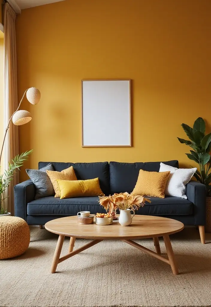 28 Royal Paint Wall Design for Living Room Ideas That Add Luxury - 19. Warm Honey Yellow
