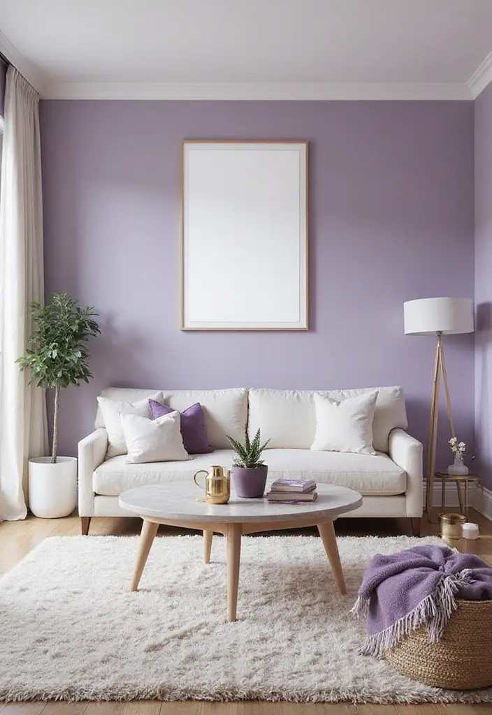 28 Royal Paint Wall Design for Living Room Ideas That Add Luxury - 3. Lavender Luxury