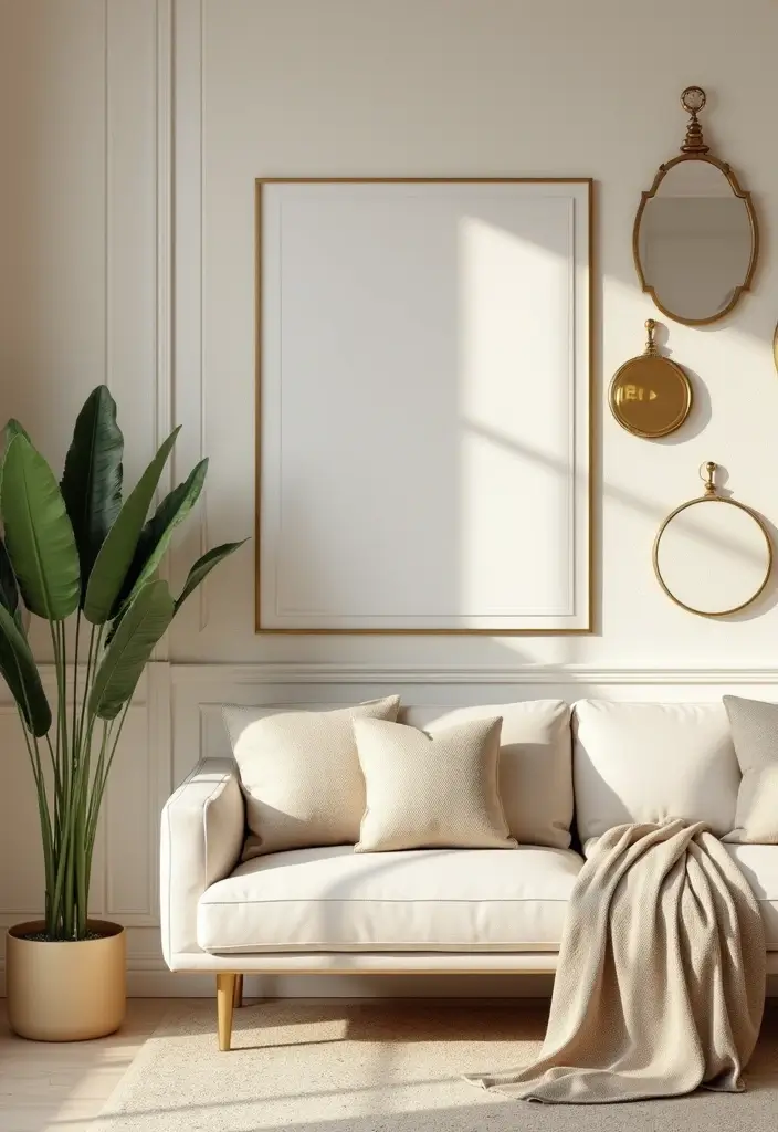 28 Royal Paint Wall Design for Living Room Ideas That Add Luxury - 9. Chic Cream and Gold
