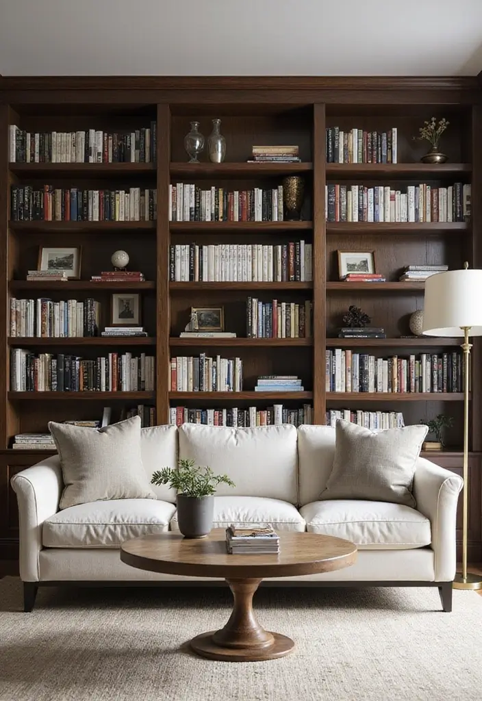 28 Storage Ideas for Living Room That Keep Things Organized - 15. Floor-to-Ceiling Bookshelves