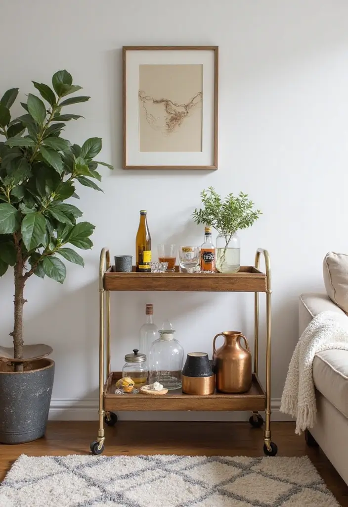 28 Storage Ideas for Living Room That Keep Things Organized - 16. Trolley Carts