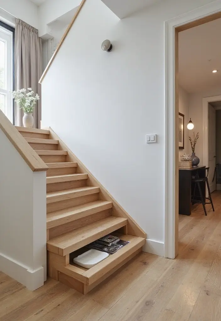 28 Storage Ideas for Living Room That Keep Things Organized - 20. Hidden Storage in Stairs