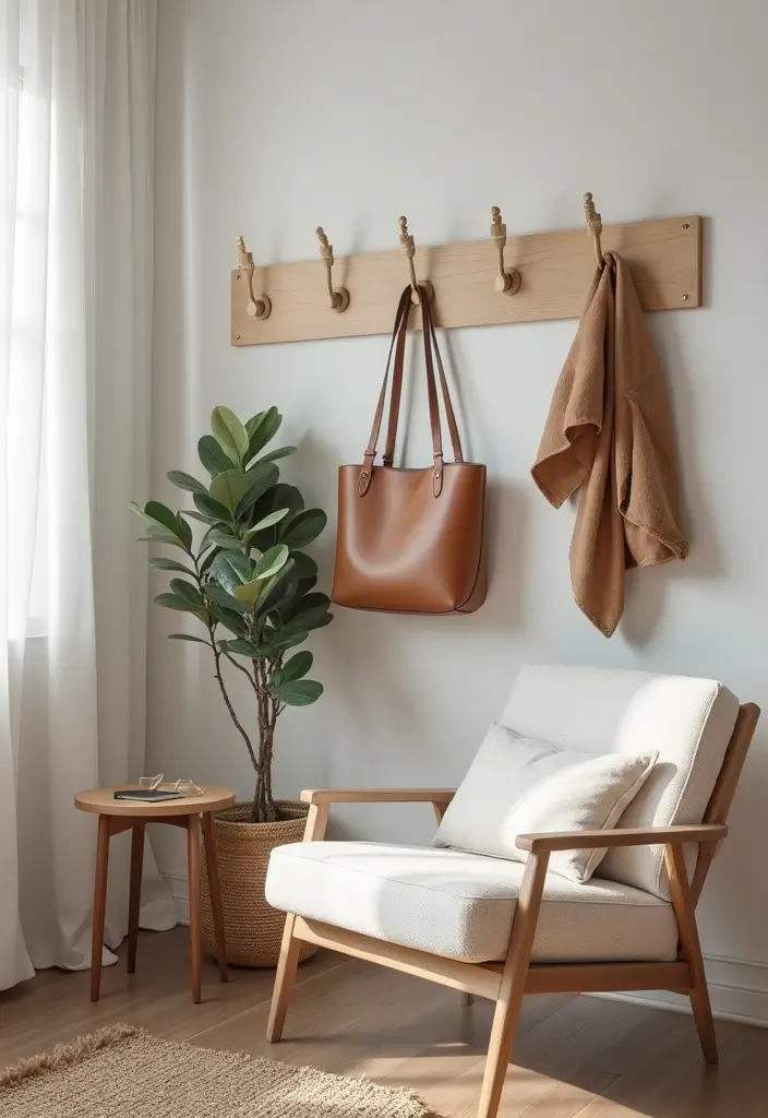 28 Storage Ideas for Living Room That Keep Things Organized - 26. Wall Hooks