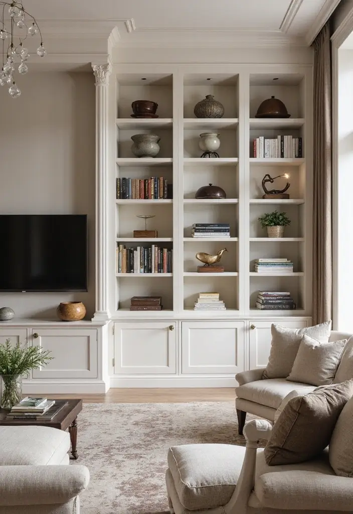 28 Storage Ideas for Living Room That Keep Things Organized - 5. Built-In Cabinets
