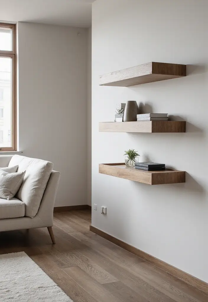 28 Storage Ideas for Living Room That Keep Things Organized - 6. Floating Nightstands