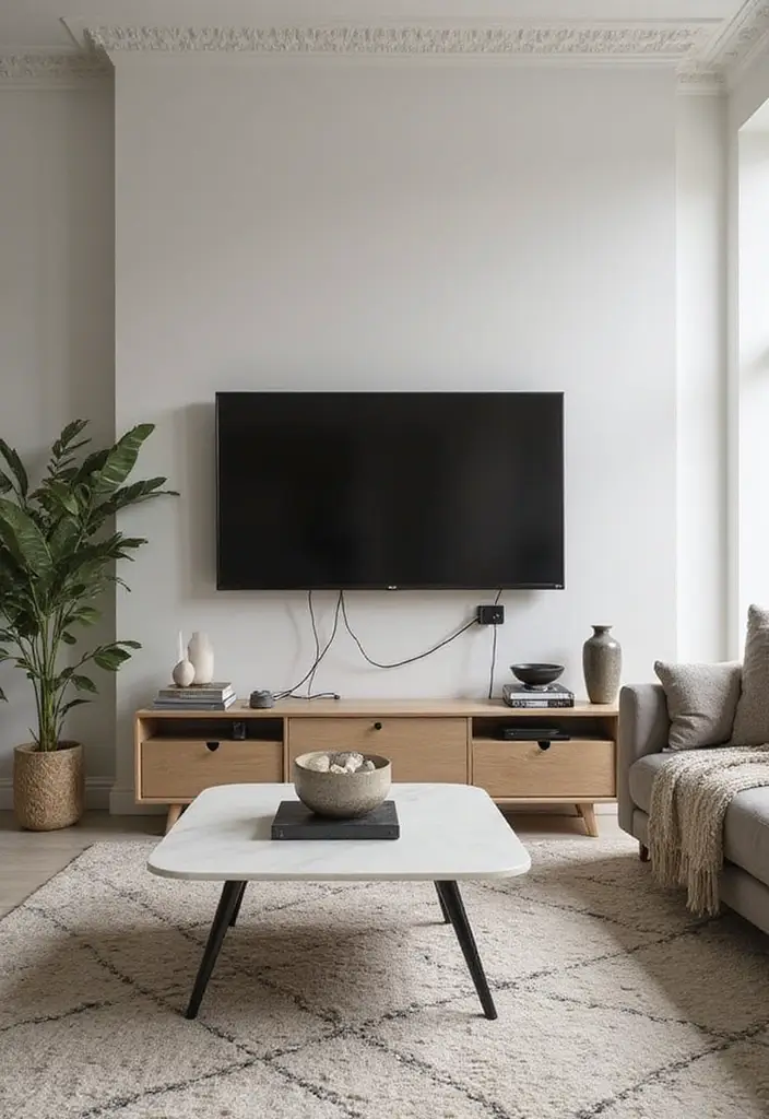 28 Storage Ideas for Living Room That Keep Things Organized - 8. Hidden Wiring Solutions