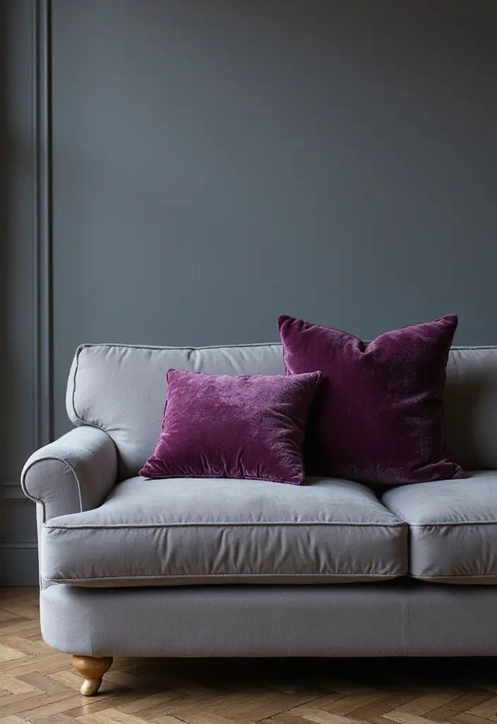 28 Throw Pillows Living Room Grey Couch Ideas That Add Texture - 12. Textured Velvet Pillows