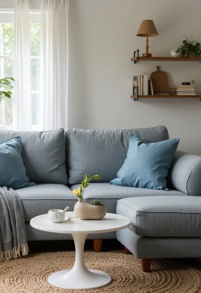 28 Throw Pillows Living Room Grey Couch Ideas That Add Texture - 18. Denim Pillows for a Casual Touch