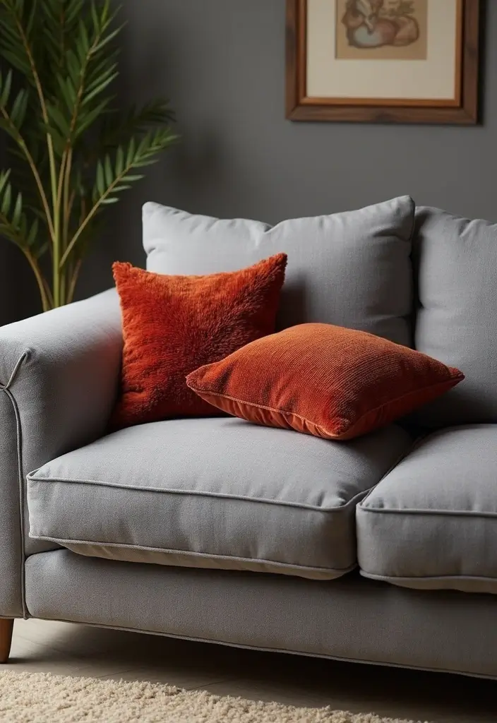 28 Throw Pillows Living Room Grey Couch Ideas That Add Texture - 19. Soft Chenille Pillows