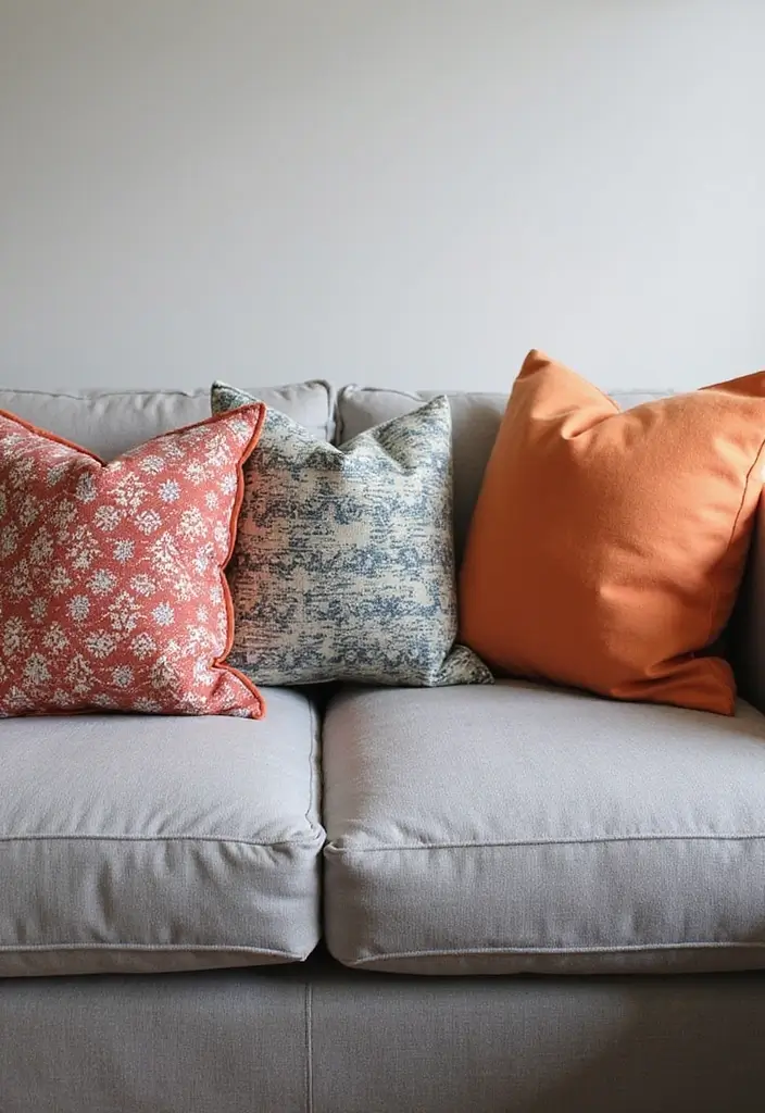 28 Throw Pillows Living Room Grey Couch Ideas That Add Texture - 22. Soft Cotton Canvas Pillows
