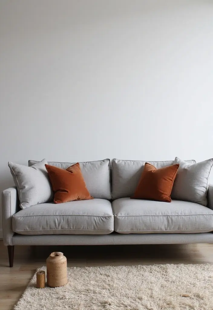 28 Throw Pillows Living Room Grey Couch Ideas That Add Texture - 27. Minimalist Pillows for Simple Elegance