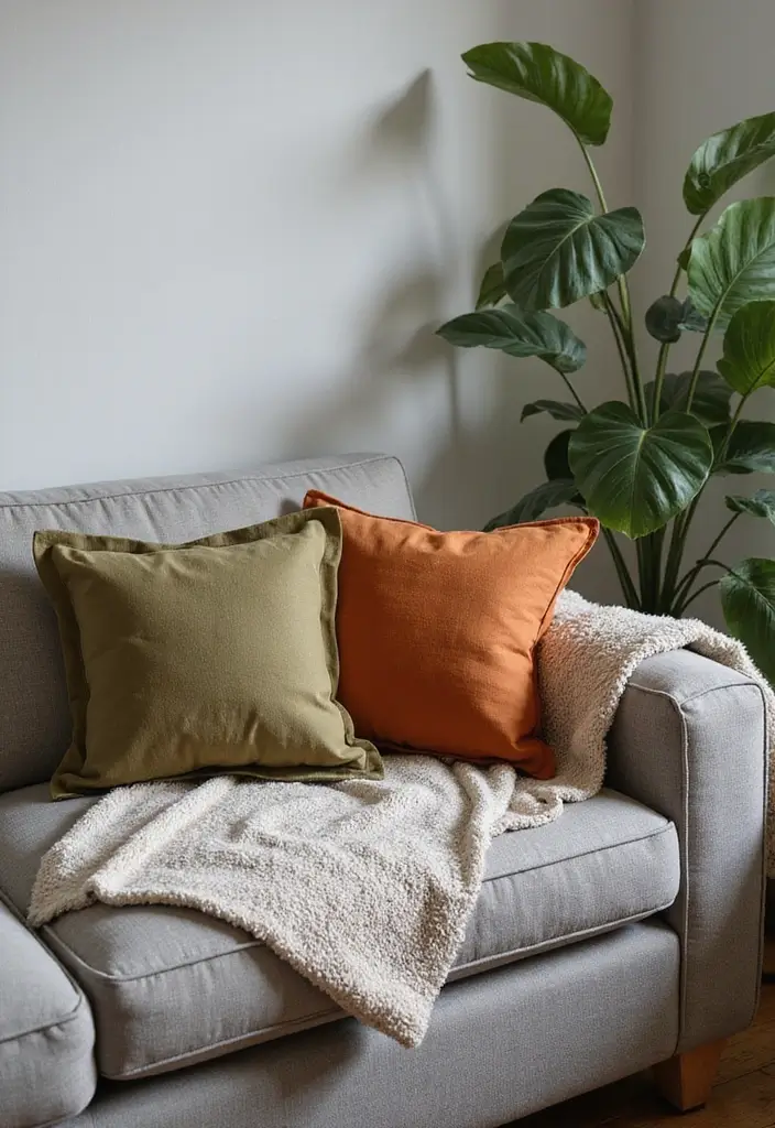 28 Throw Pillows Living Room Grey Couch Ideas That Add Texture - 4. Earthy Tones for an Organic Feel