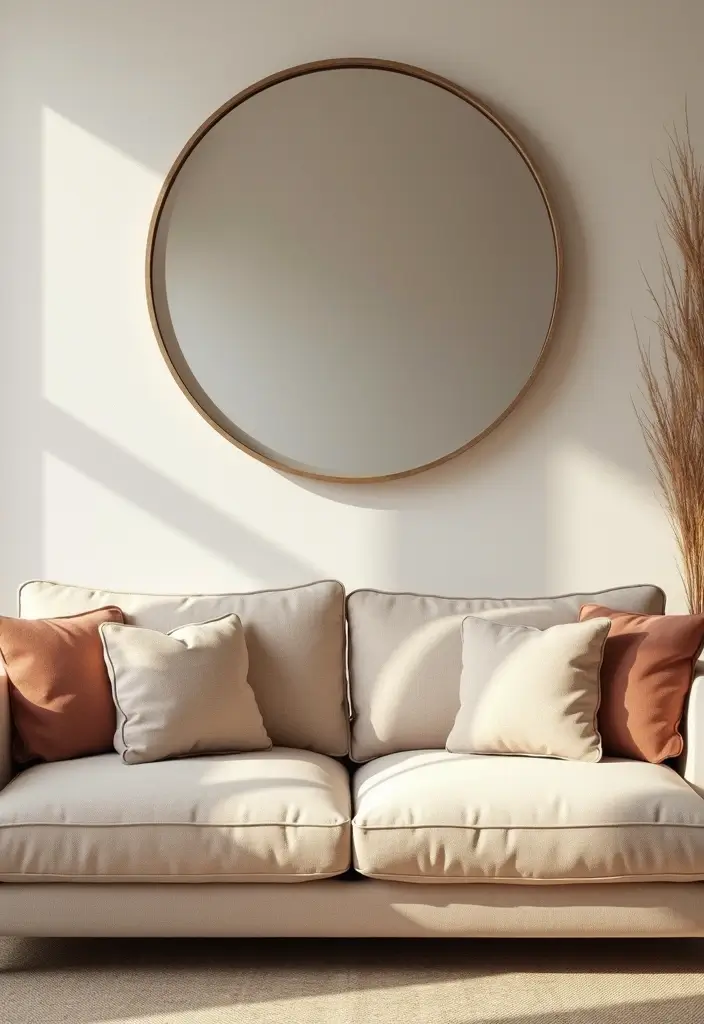 28 Wall Mirror Ideas Living Room Small Spaces That Reflect Light Beautifully - 1. Round Mirrors for Soft Curves