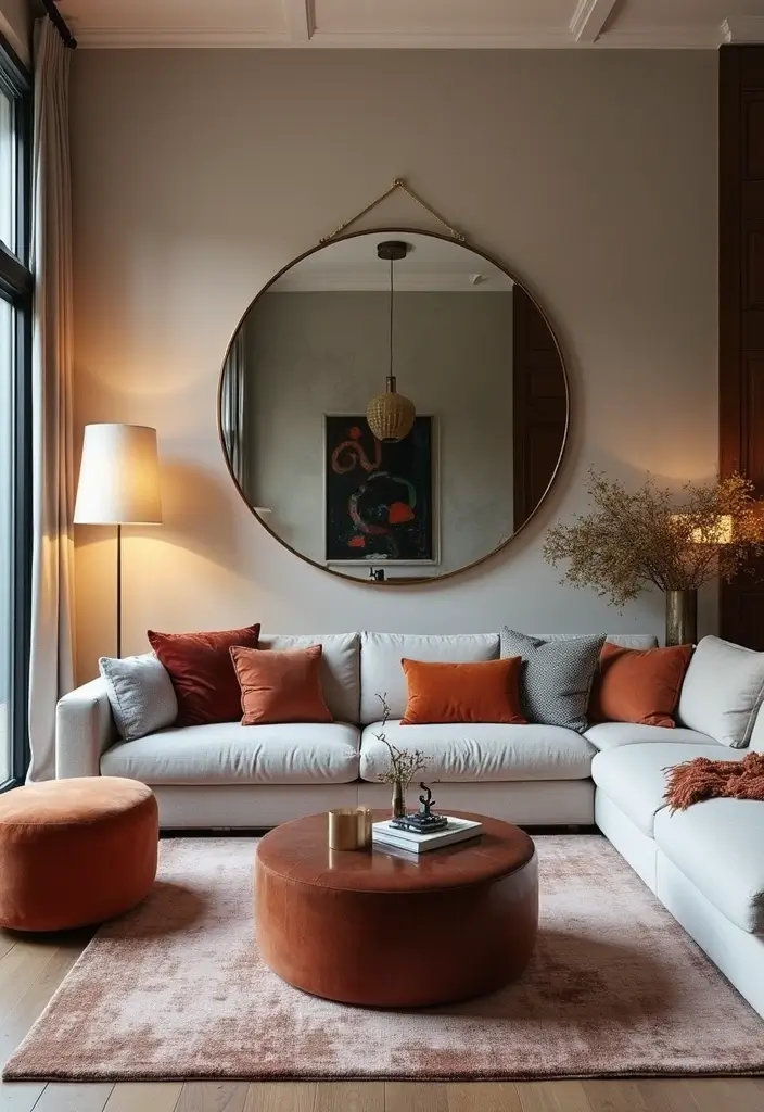 28 Wall Mirror Ideas Living Room Small Spaces That Reflect Light Beautifully - 25. Art-Inspired Mirrors